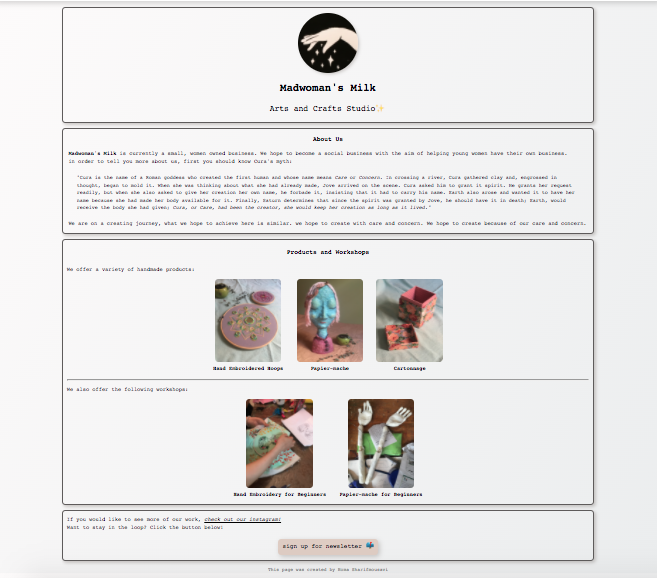 Madwoman's Milk Website Preview